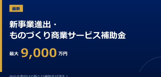 新事業進出・ものづくり商業サービス補助金 最大9,000万円